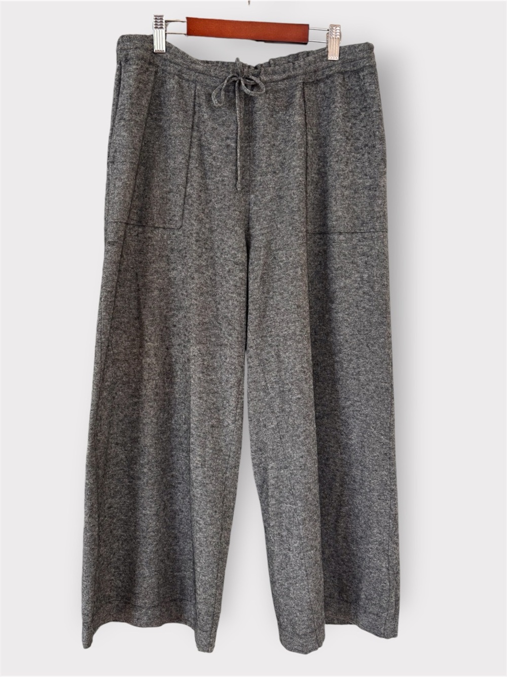 VINCE Wool Cashmere Blend Wide Leg Drawstring Pants Gray | Luxe Knit | Size M - Picture 3 of 11